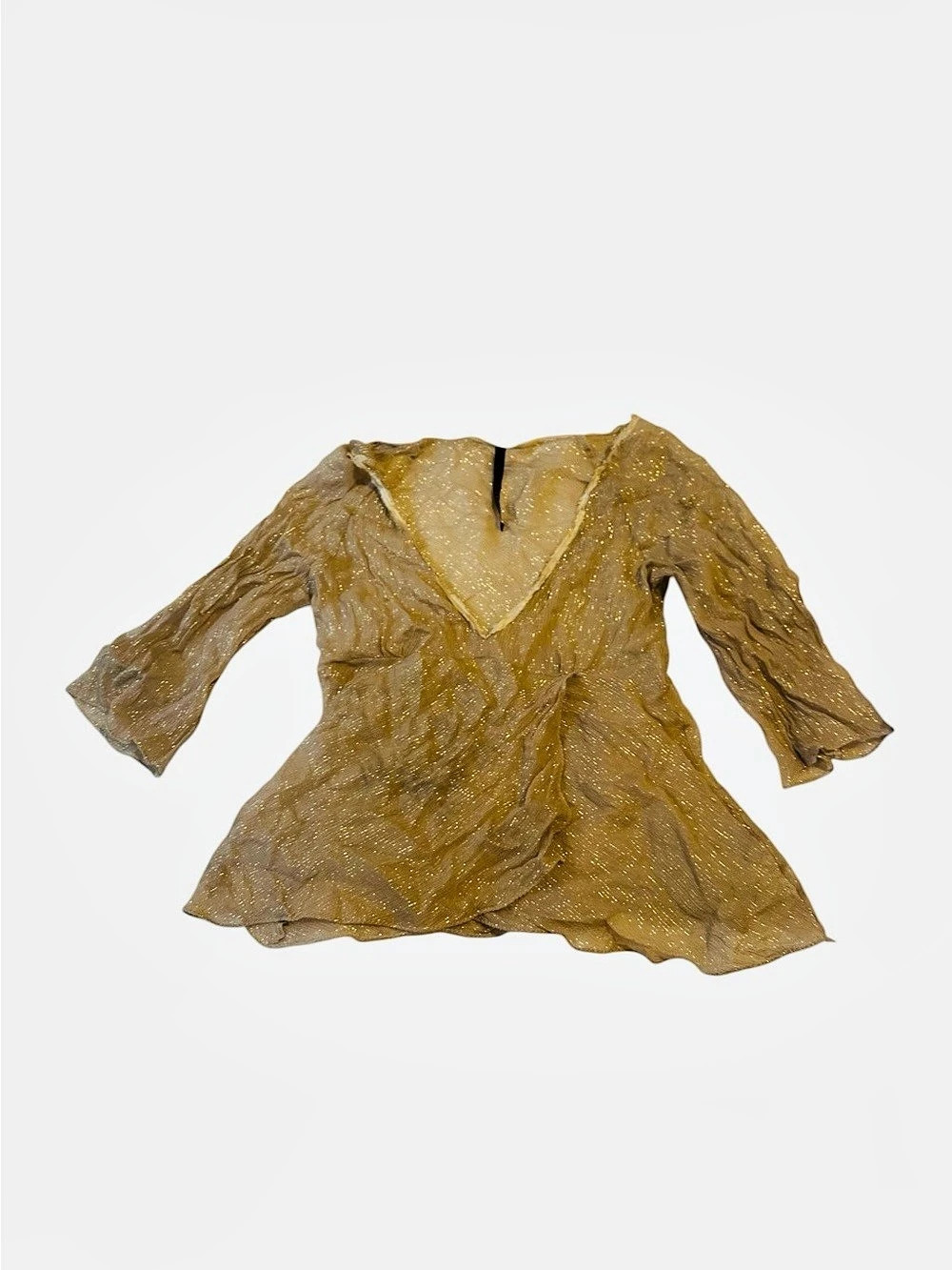 Poleci Gold Shimmer Crinkle Wrap Top – Size 6
 Like New